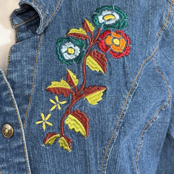 Decorated Originals Womens Embroidered Denim Jacket X-Large Blue Cotton Blend - Picture 3 of 9
